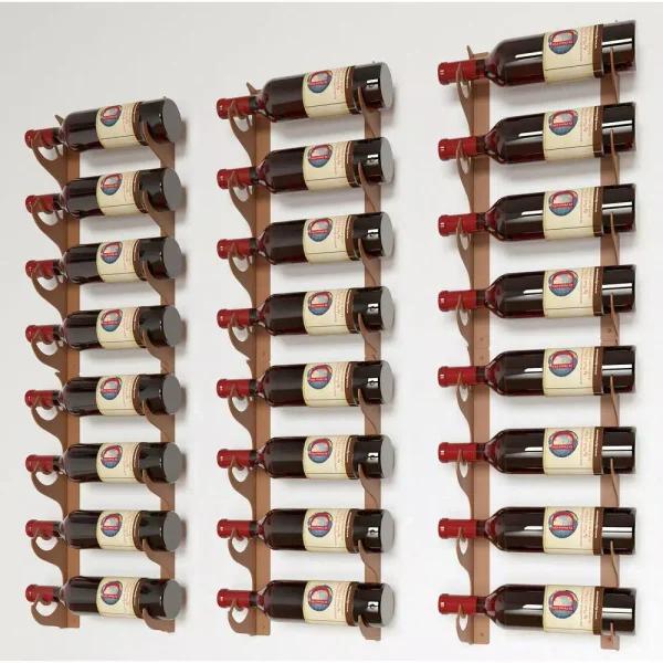 Di Prima USA 24-Bottle Multi-Section Wall Mounted Wine Rack, Chestnut Brown Steel