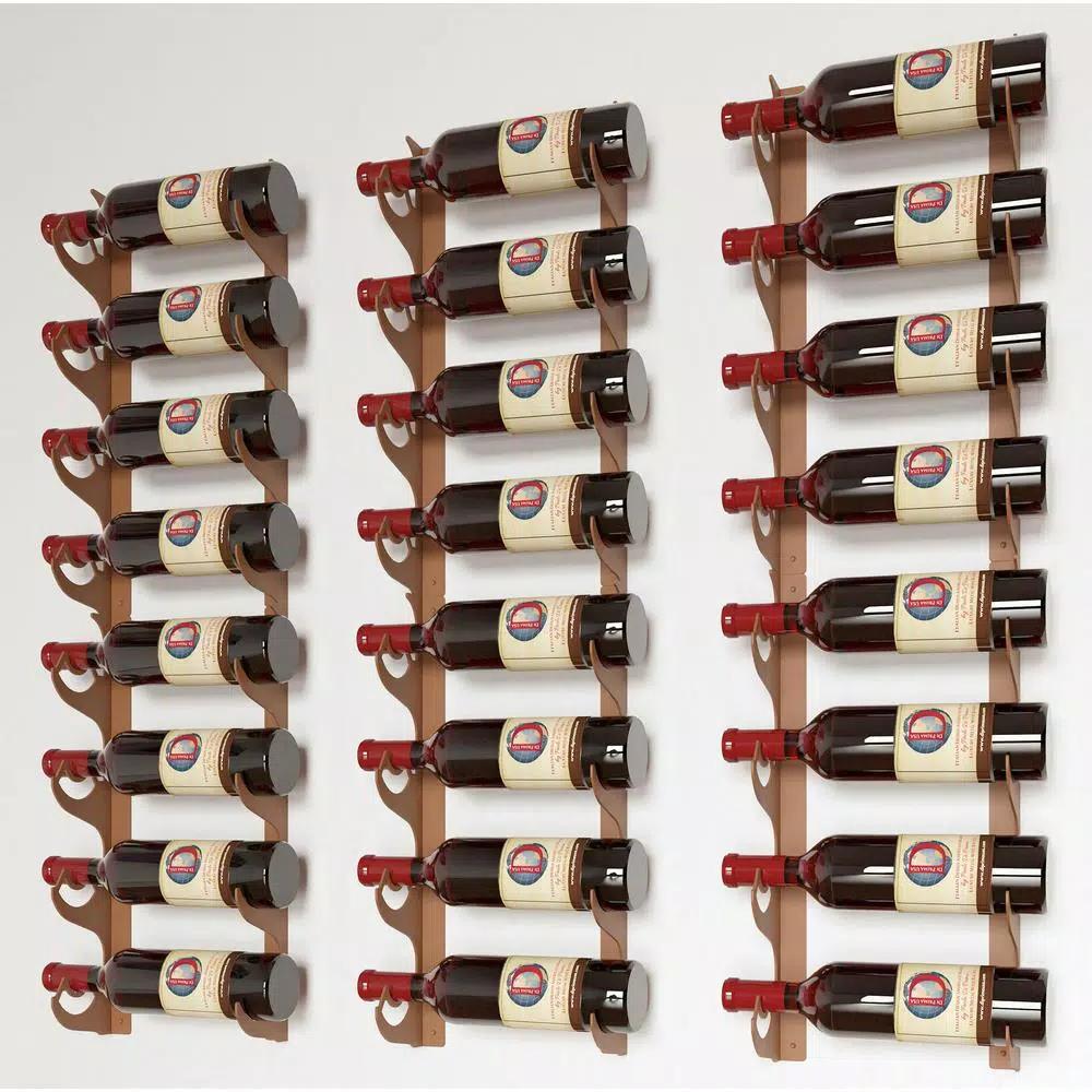 Di Prima USA 24-Bottle Multi-Section Wall Mounted Wine Rack, Chestnut Brown Steel