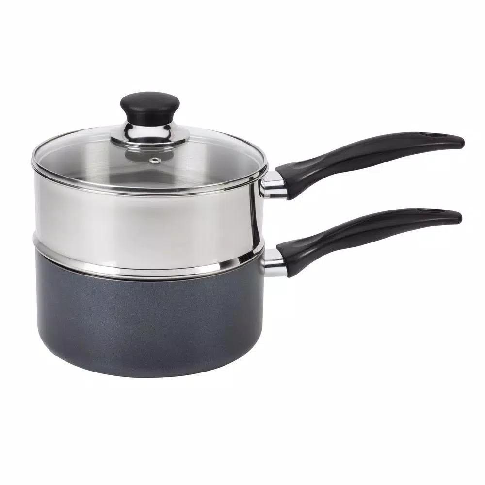 T-Fal 3 Qt. Double Boiler Set with Nonstick Saucepan and Stainless Steel Insert