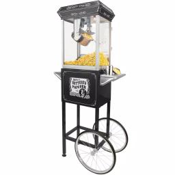 Funtime Sideshow Popper 8 oz. Popcorn Machine and Cart, Traditional Black Theater Style Popper thumbnail 1
