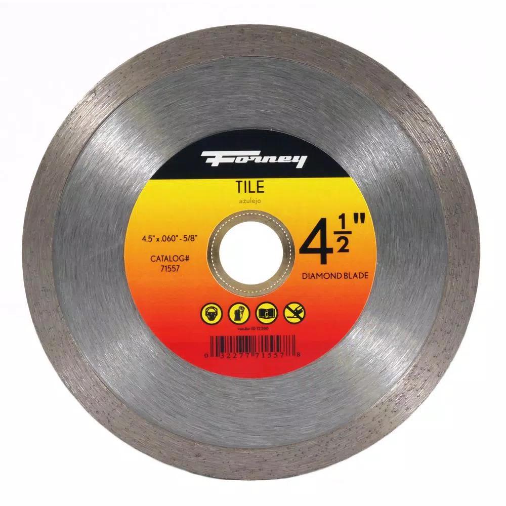 Forney 4-1/2 in. Continuous Rim Diamond Tile-Cutting Blade for Ceramic, Granite, and Marble