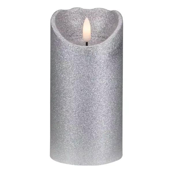 Northlight 6 in. Silver Glitter Flameless Battery Operated Christmas Decor Candle