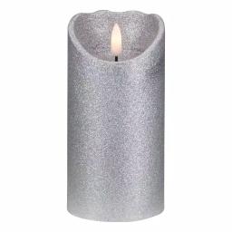 Northlight 6 in. Silver Glitter Flameless Battery Operated Christmas Decor Candle thumbnail 1