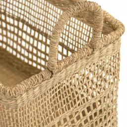 Zentique Handmade Rectangular Seagrass Woven Wicker Basket with Handles, Brown thumbnail 3