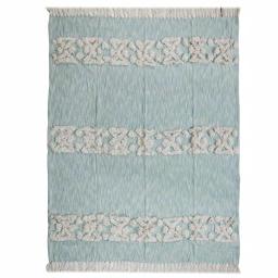 LR Resources Soft Aztec Sky Blue Decorative Throw Blanket - 50 in. x 60 in. Cotton Tufted Throw thumbnail 1