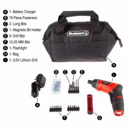 Stalwart 3.6V Cordless Electric Screwdriver Kit with 101-Piece Accessory Set thumbnail 4