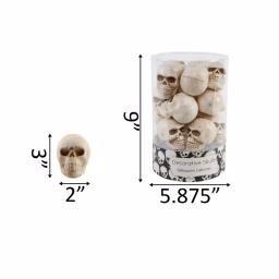 Flora Bunda 3 in. Mini Natural Metallic Skulls - 12-Piece Halloween Tabletop Decor Set thumbnail 2