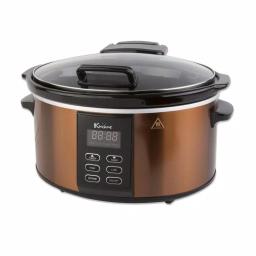 Euro Cuisine 6 Qt. Copper Electric Digital Slow Cooker with Programmable Timer and Hinged Glass Lid thumbnail 2