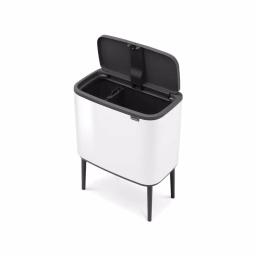 Brabantia Bo 9 Gallon Dual Compartment White Steel Rectangular Touch Bin with Removable Buckets thumbnail 6