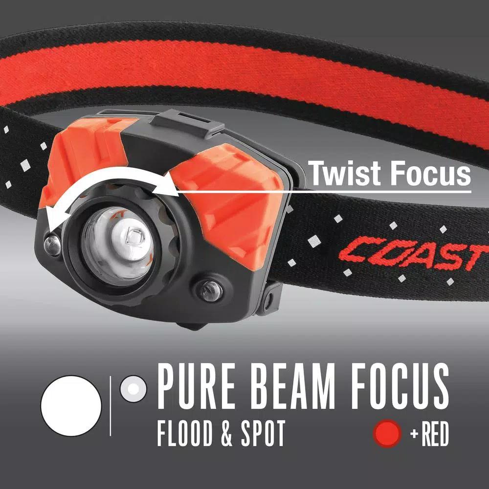 Coast FL75 435 Lumen Dual Color LED Headlamp with Twist Focus and Red Light Mode