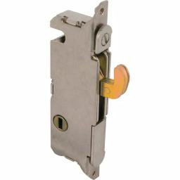 Prime-Line Steel Mortise Lock for Sliding Patio Doors, 3-11/16 in. Hole Centers, Vertical Keyway, Stainless Steel Finish thumbnail 1