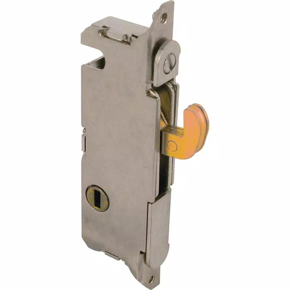Prime-Line Steel Mortise Lock for Sliding Patio Doors, 3-11/16 in. Hole Centers, Vertical Keyway, Stainless Steel Finish