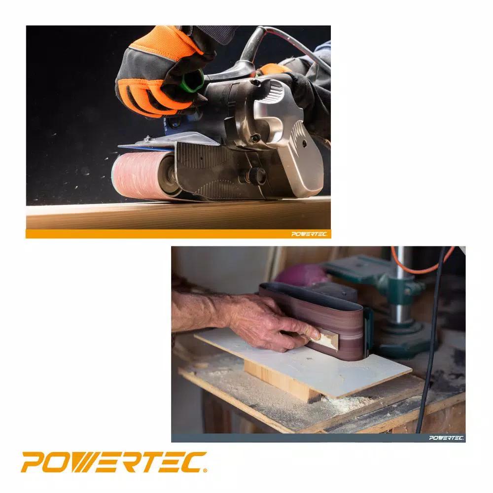 POWERTEC 3 in. x 18 in. Aluminum Oxide Sanding Belt Assortment, 18-Pack (6 Grits)