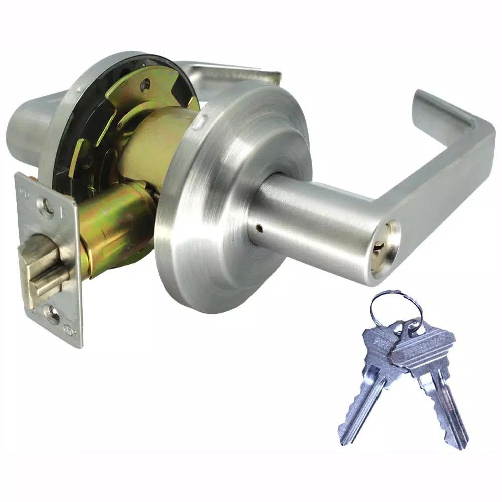 Premier Lock Satin Chrome Grade 2 Entry Door Lever Lock Set, 10-Pack Keyed Alike, 20 Keys Total