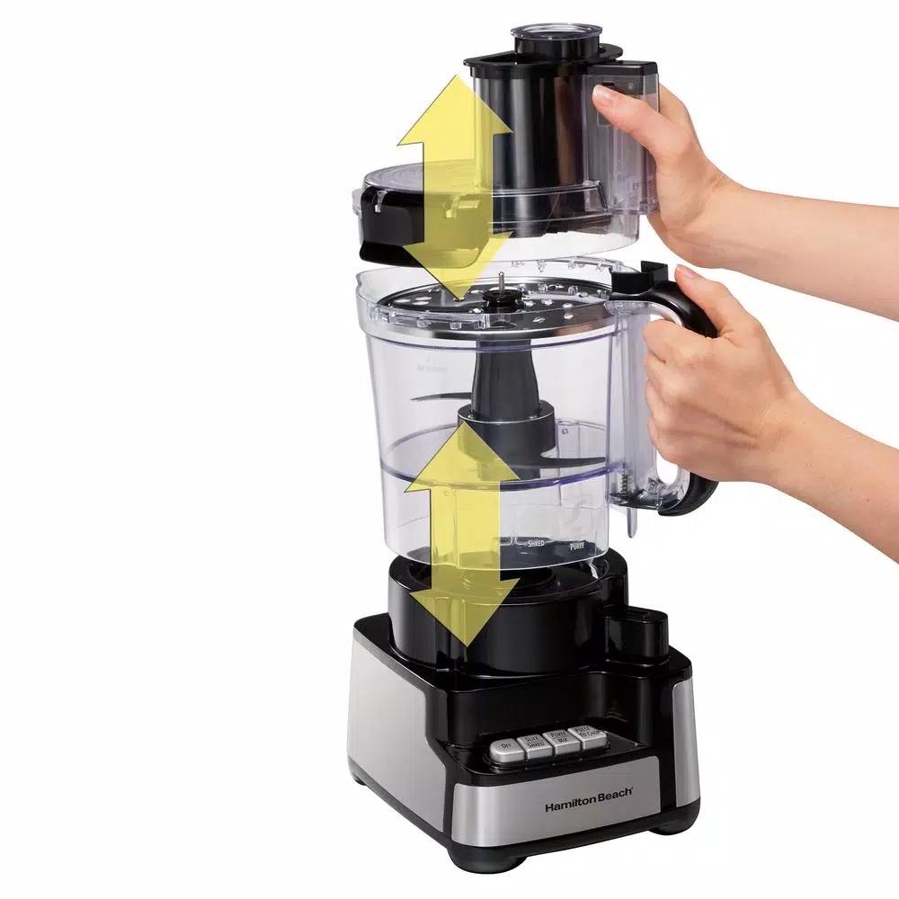 Hamilton Beach Stack and Snap 12-Cup Food Processor, 450-Watt, Stainless Steel