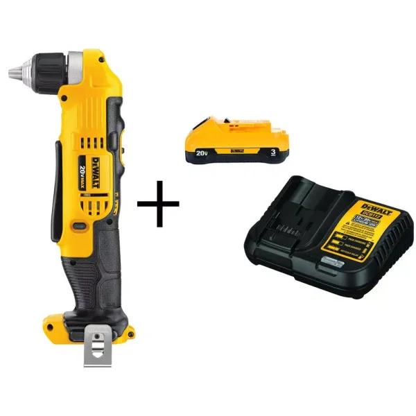 DEWALT 20V MAX Cordless 3/8 in. Right Angle Drill/Driver Kit with 3.0Ah Battery and Charger