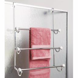 interDesign York Over Shower Door Towel Rack, 3-Bar Stainless Steel Organizer in White and Chrome thumbnail 8