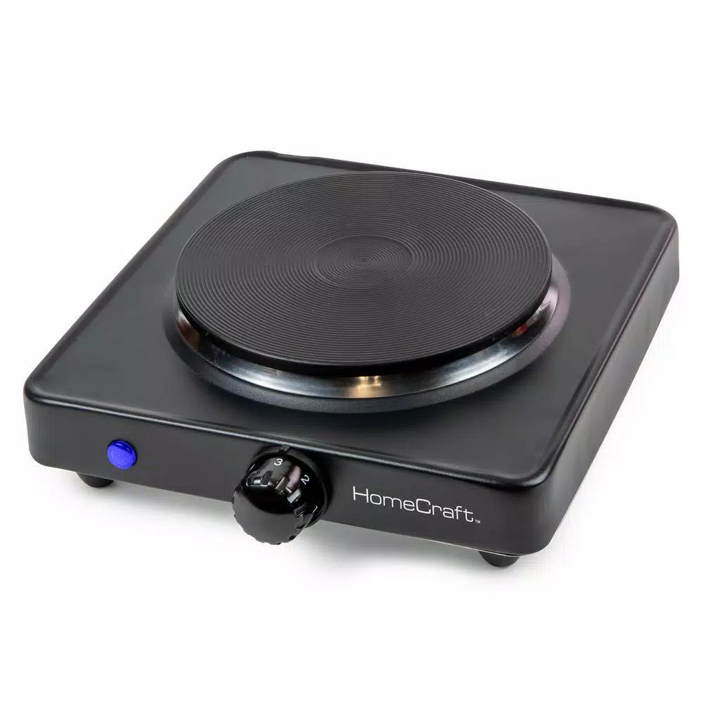 HomeCraft Single Burner 750W Black Hot Plate with Adjustable Temperature Control