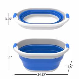 Lavish Home Blue Collapsible Multi-Use Laundry Basket with Comfort Grip Handles thumbnail 3