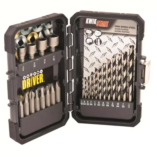 MIBRO 24-Piece HSS Drill Bit, Screwdriver Bit and Nut Setter Set