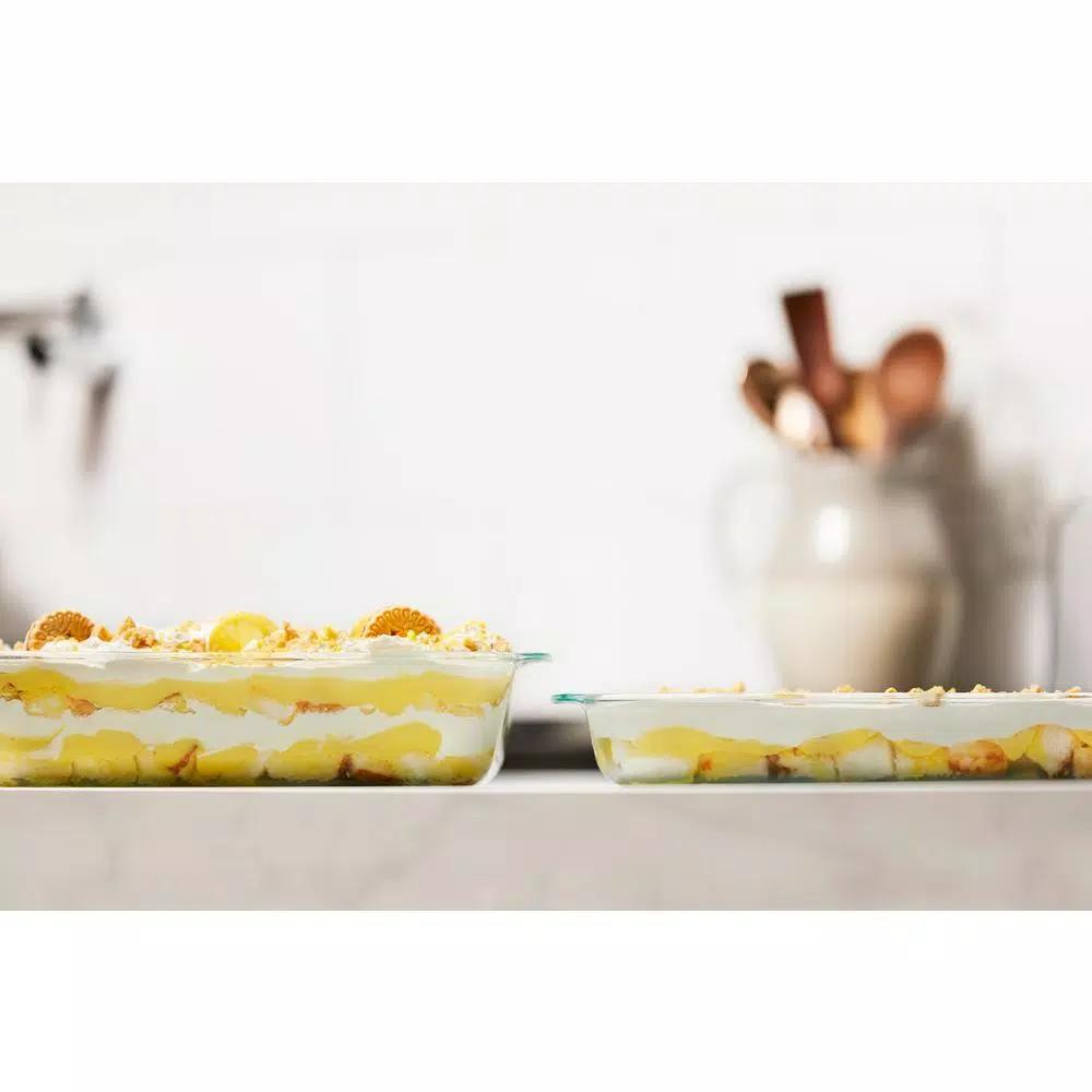 Pyrex 4-Piece Deep Glass Bakeware Set with Lids, Rectangle