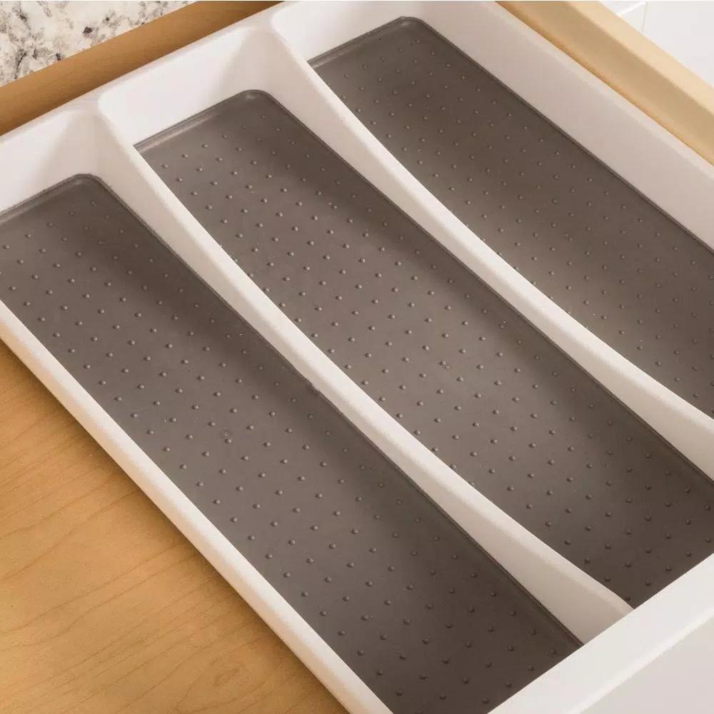 Real Solutions for Real Life White Plastic 6-Compartment Utility Drawer Organizer & Utensil Tray