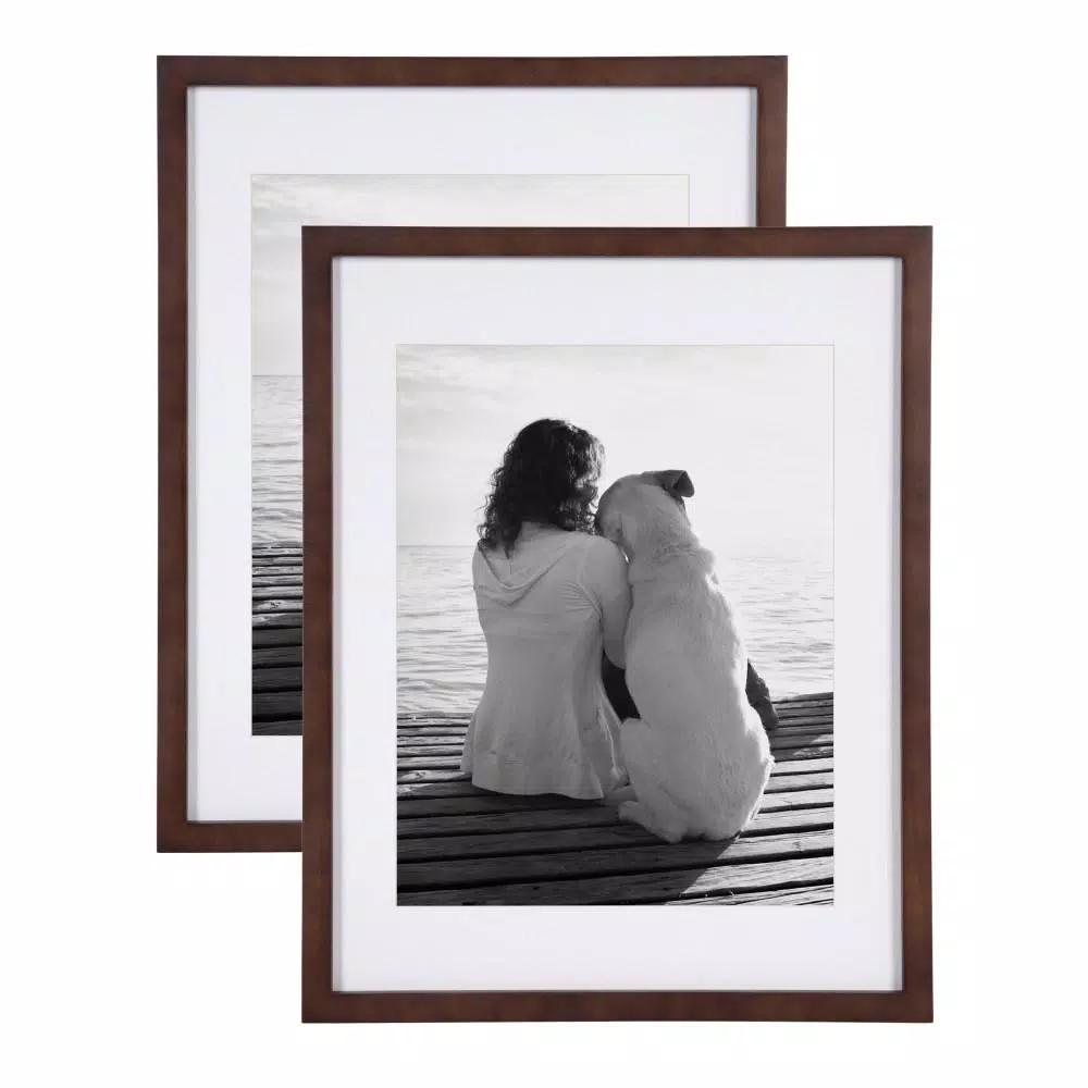 DesignOvation Design Ovation Gallery Wood Picture Frame Set, Walnut Brown, 14 x 18 in. (Set of 2)