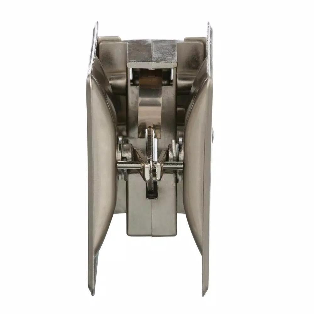 Prime-Line Satin Nickel Pocket Door Privacy Lock and Pull, Reversible Design