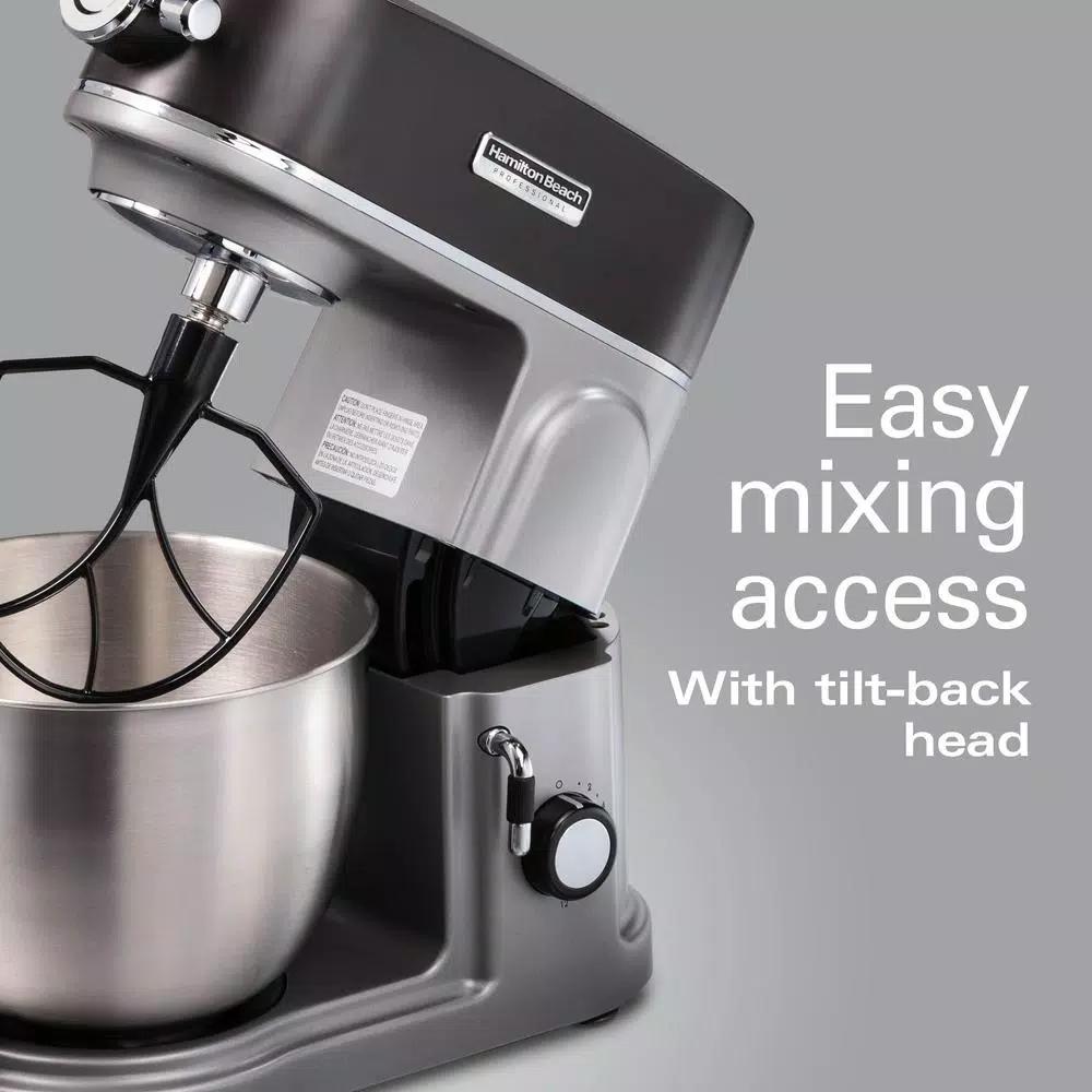 Hamilton Beach Professional All-Metal 12-Speed Stand Mixer, 4.5 Qt. Stainless Steel Bowl, Silver