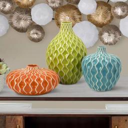 Benjara Agatha Colorful Ceramic Decorative Vases, Set of 3, Modern Table Vases thumbnail 6