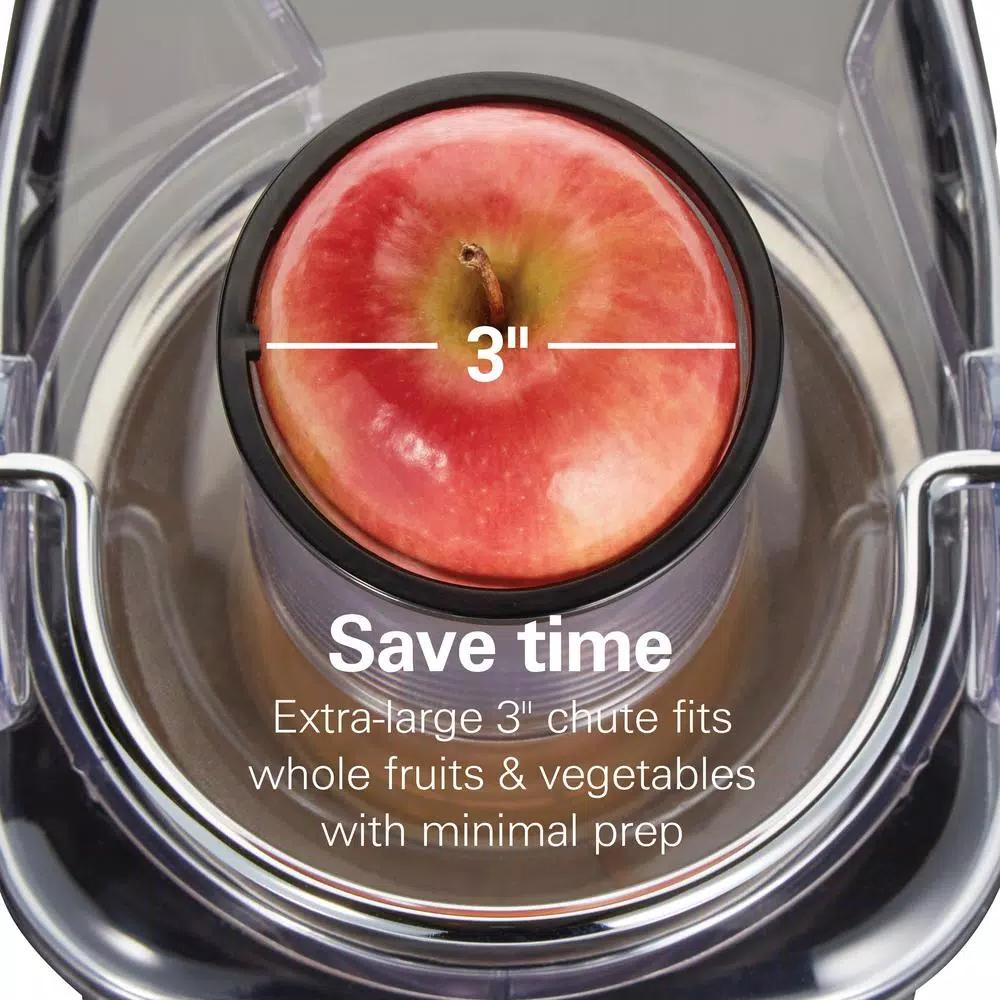 Hamilton Beach 700-Watt Whole Fruit Centrifugal Juice Extractor, 30 oz. Capacity, Black and Stainless Steel