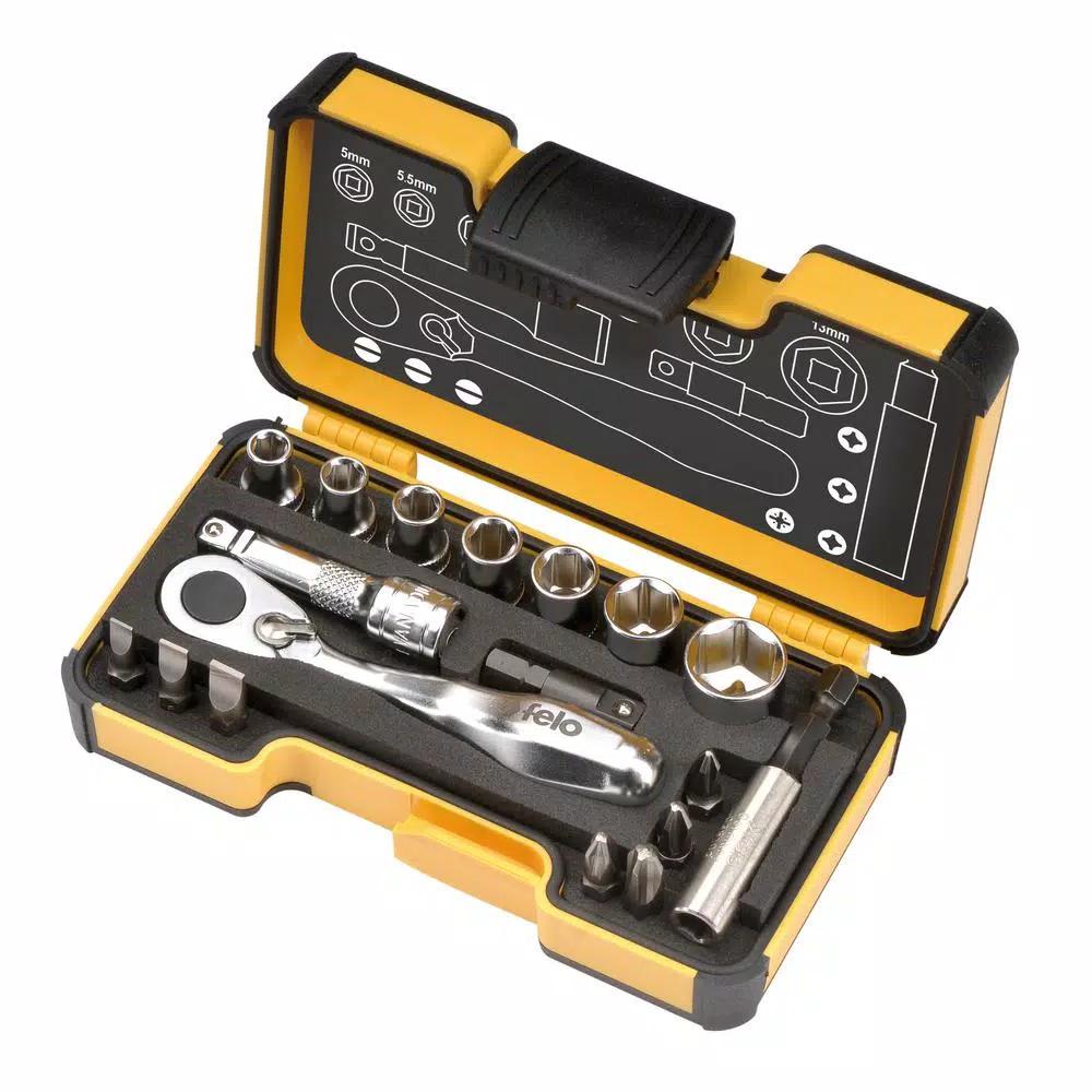 Felo XS 18-Piece Imperial Pocket Tool Set with Mini Ratchet and StrongBox
