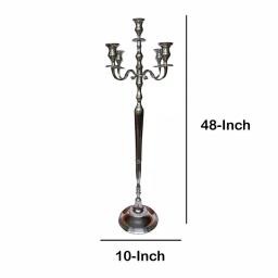 Benjara 48-Inch Silver Handcrafted Aluminum 5-Arm Candelabra with Fluted Tops thumbnail 3