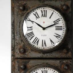 Zentique Antique Grey Metal Floor Clock with 3 Clock Faces and Hidden Storage thumbnail 5