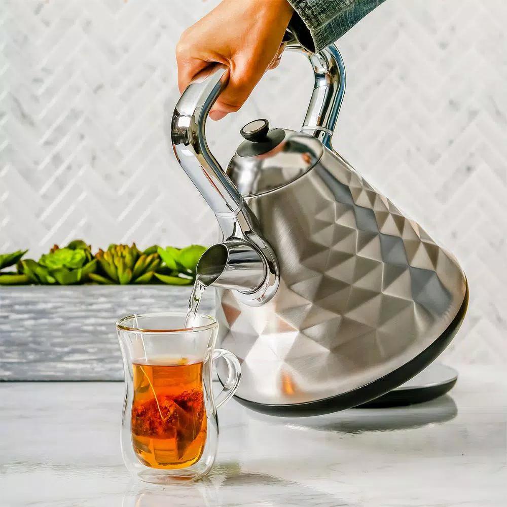 Ovente Cleo Collection 1.7L Electric Kettle, 1500W Stainless Steel Tea Kettle with Auto Shut-Off