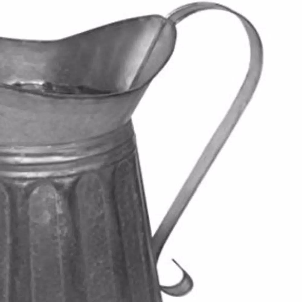 Benzara Vintage Style Gray Galvanized Metal Milk Pitcher - Rustic Kitchen Canister