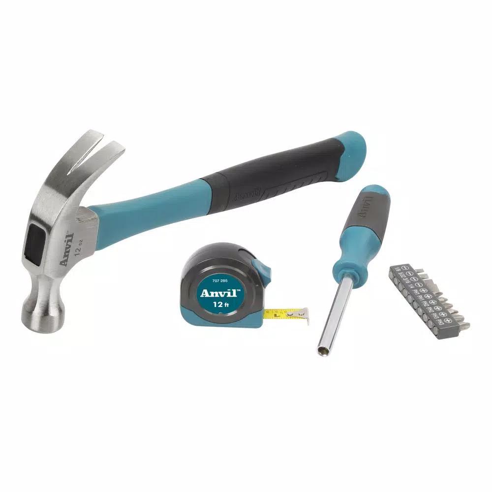 Anvil 17-Piece Homeowner Hand Tool Set with Carbon Steel Construction