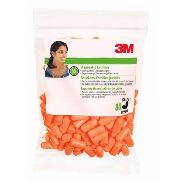 3M Orange Disposable Foam Earplugs, NRR 32 dB (80-Pack, Case of 6)