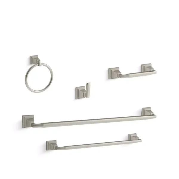 KOHLER Kallan 5-Piece Bathroom Hardware Set, Vibrant Brushed Nickel