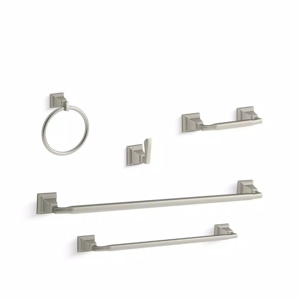 KOHLER Kallan 5-Piece Bathroom Hardware Set, Vibrant Brushed Nickel