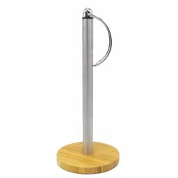 ExcelSteel Stainless Steel Paper Towel Holder with Durable Bamboo Base thumbnail 1
