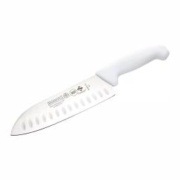 Mundial 3800 Series 7 in. Santoku Knife with Hollow Edge and Antimicrobial White Handle thumbnail 1
