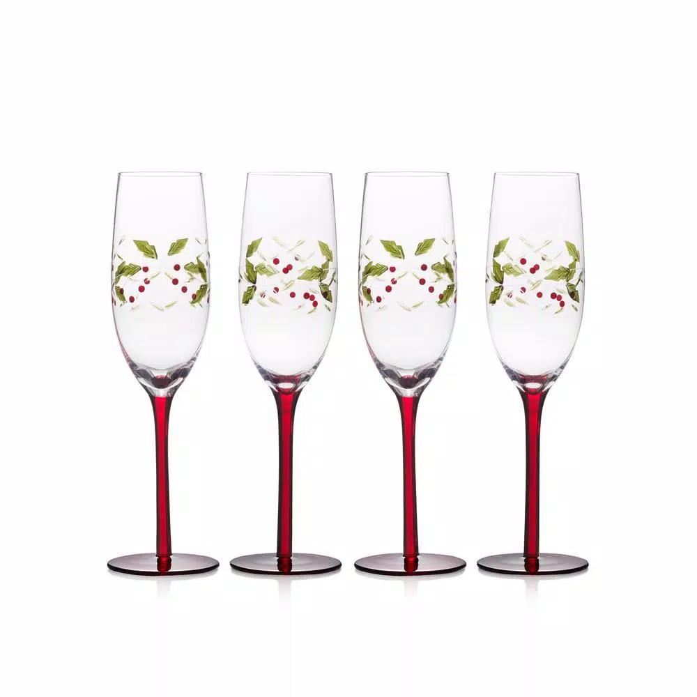 Pfaltzgraff Winterberry Champagne Flute Glasses, Set of 4