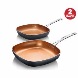 Gotham Steel 2-Piece Aluminum Ti-Ceramic Nonstick Square Fry Pan Set, 8.5 in. and 9.5 in. thumbnail 1