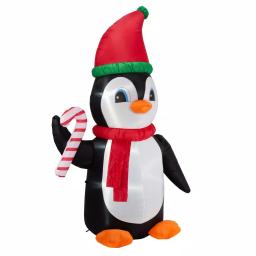 Glitzhome 8 ft. Airblown Inflatable Penguin Holiday Decor with Santa Hat and Red Scarf, Lighted thumbnail 4