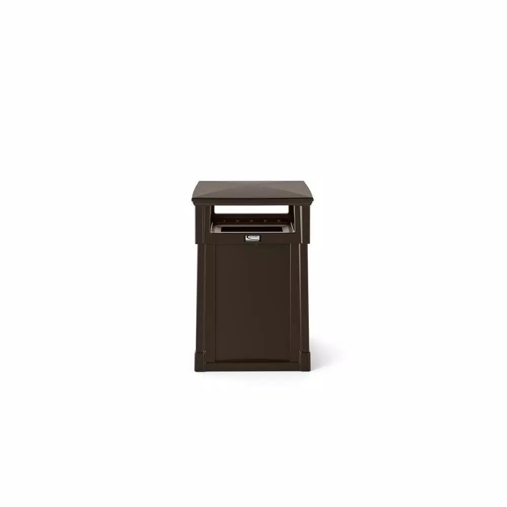 Suncast Commercial 35 Gal. Java Outdoor Trash Can with Attached Lid