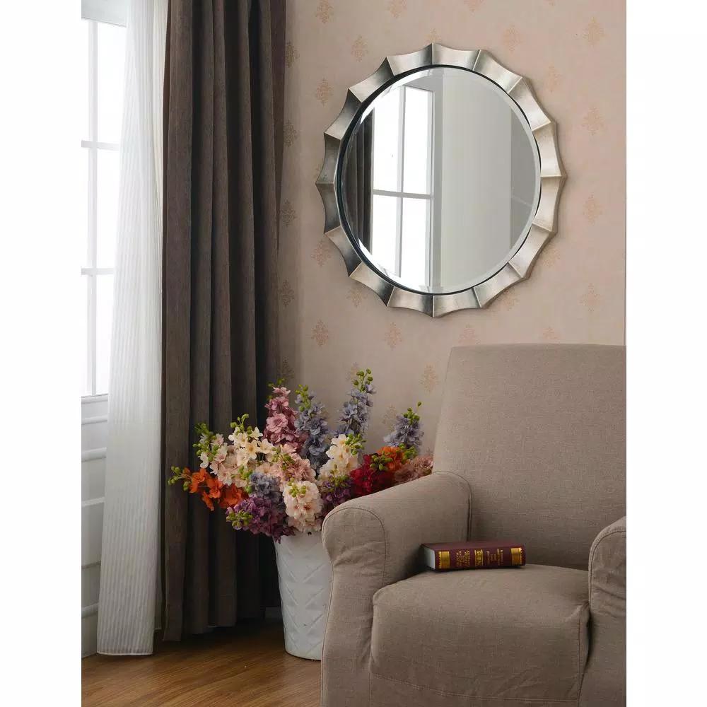 Kenroy Home Chorale 34 in. Round Silver Contemporary Accent Mirror