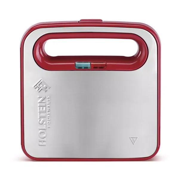 HOLSTEIN HOUSEWARES 750W Red and Stainless Steel Heart Shaped Waffle Maker
