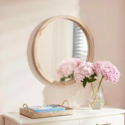 Home Decorators Collection Round Natural Wood Accent Mirror, Brown, 24 in. thumbnail 3