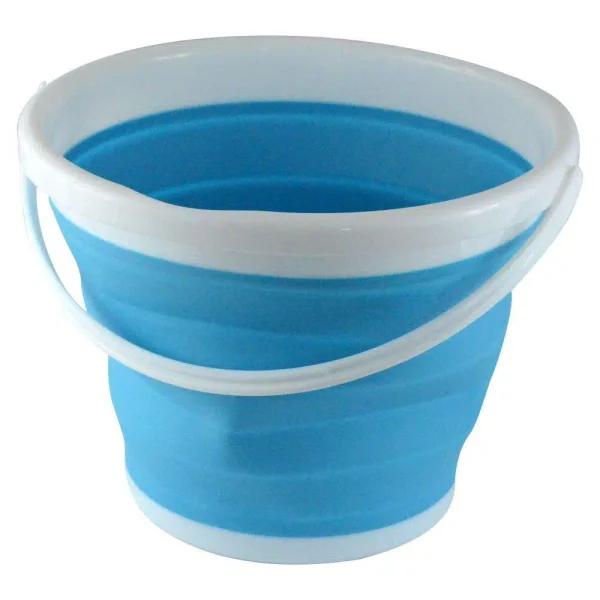 Southern Homewares 2.65 Gal. Blue Collapsible Silicone Bucket, Heavy-Duty Foldable Storage Pail